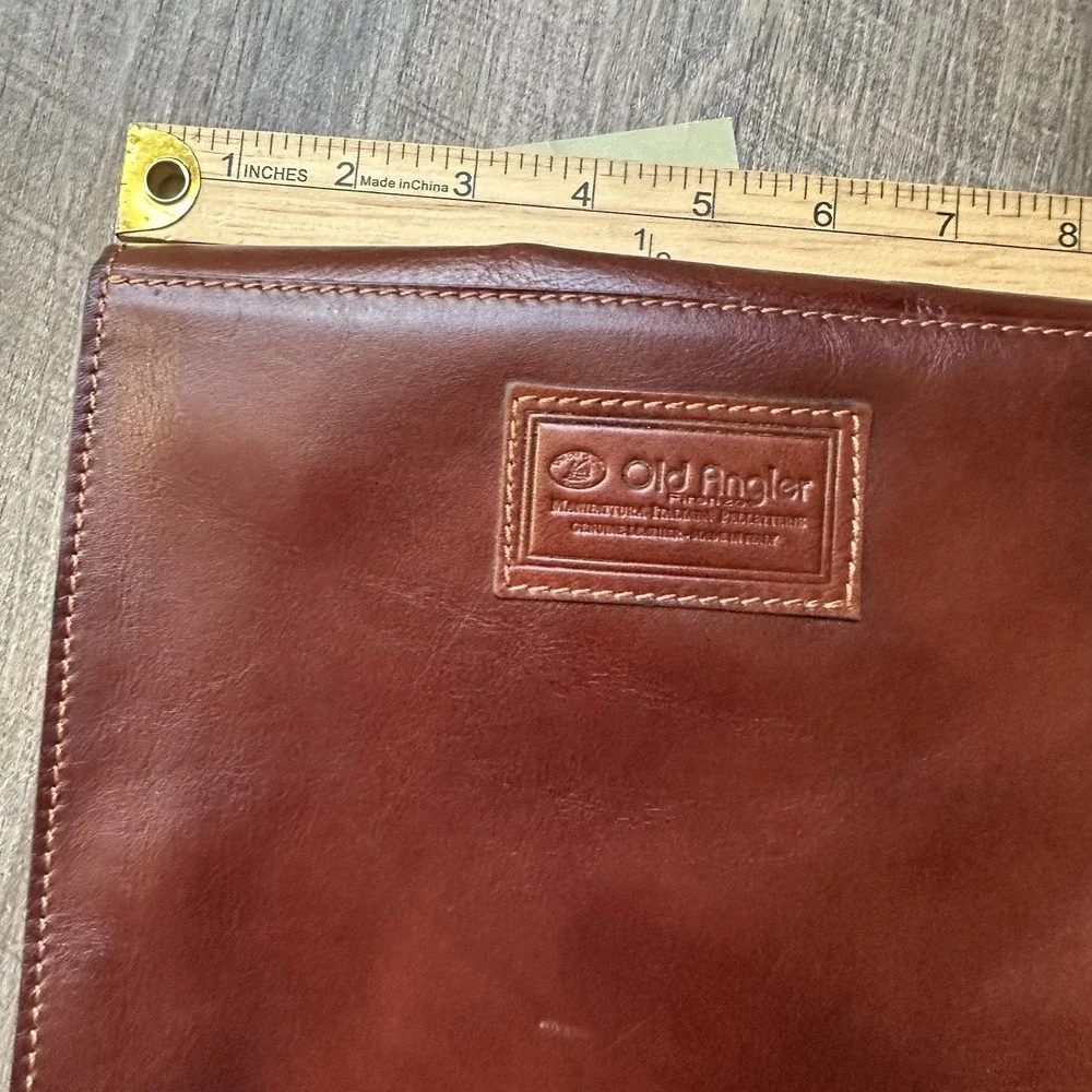 NEW Old Angler Firenze Italian Leather Messenger Bag Brown Tablet iPad
